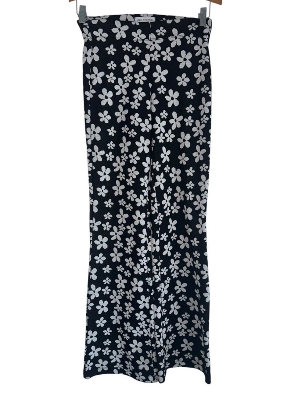 Urban Outfitters Womens Bryn Flare Pull On Pants Sz S Black White Floral Retro
